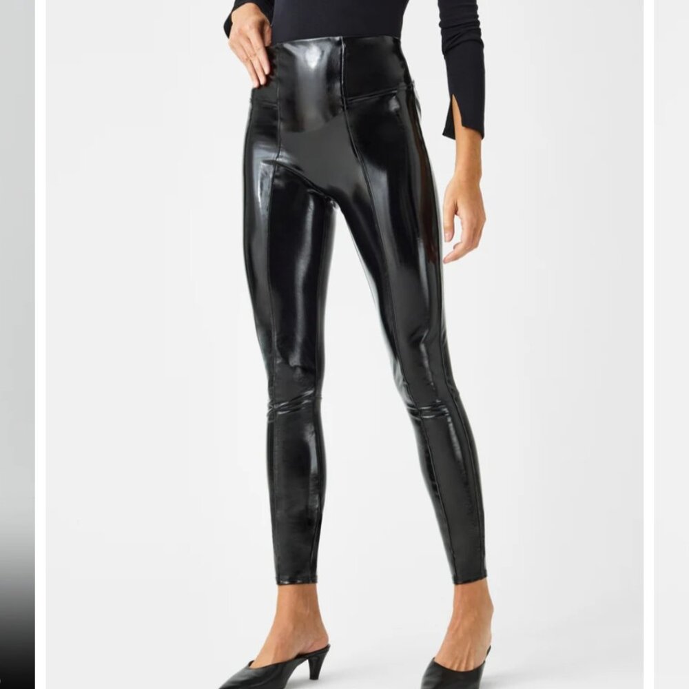 Spanx faux patent leggings